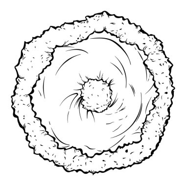 Geleneksel Noel Baba şapkası çizimi. Şenlikli kış kıyafetleri, noel başlığı çizimi vektör çizimi. Geleneksel Xmas şapka üst görünüm renklendirme resmi. Aralık tatili aksesuarı