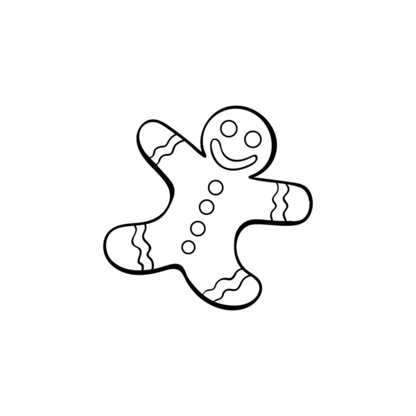 Perníkář Ručně Kreslil Vektorovou Ilustraci Chutné Lidské Tvaru Usměvavé Cookie — Stockový vektor