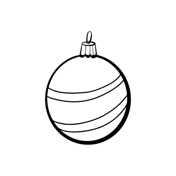 Bola Navidad Ilustración Vector Dibujado Mano Juguete Navidad Dibujo Contorno — Archivo Imágenes Vectoriales