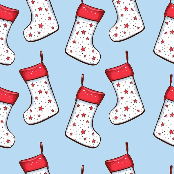 Christmas socks seamless pattern — Stock Vector