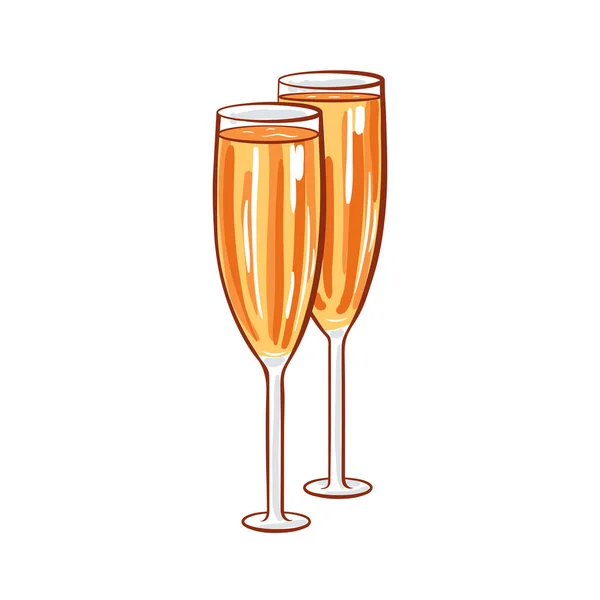 Natal ou Ano Novo dois copos de vinho ilustração — Vetor de Stock