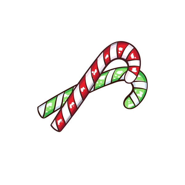 Χριστούγεννα ή Πρωτοχρονιά πράσινο καραμέλα ζαχαροκάλαμο εικονογράφηση — Διανυσματικό Αρχείο