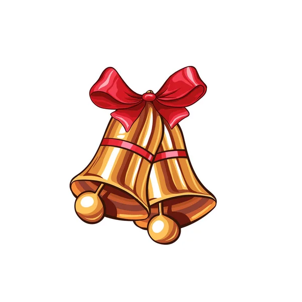 Christmas New Year Golden Bell Isolated Vector Illustration Freehand Gold — 스톡 벡터