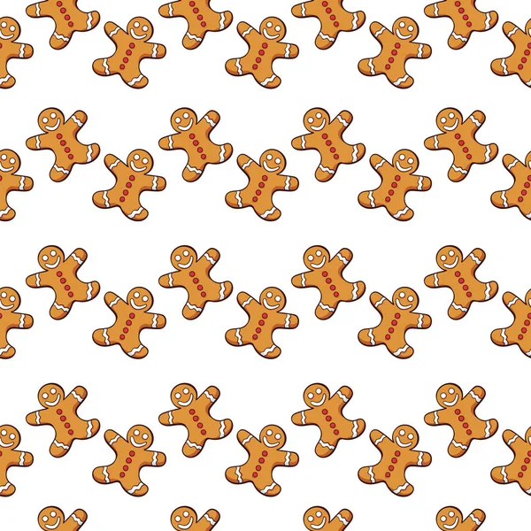 Christmas gingerbread man seamless pattern, xmas decorations — Stock Vector