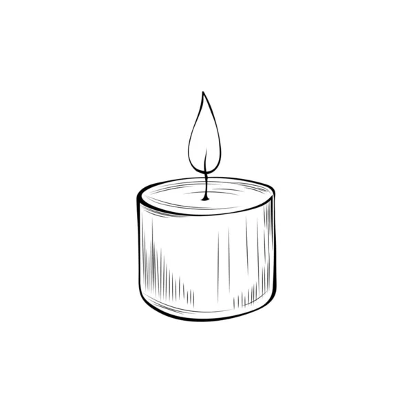 Burning candle coloring book vector illustration — Stock Vector