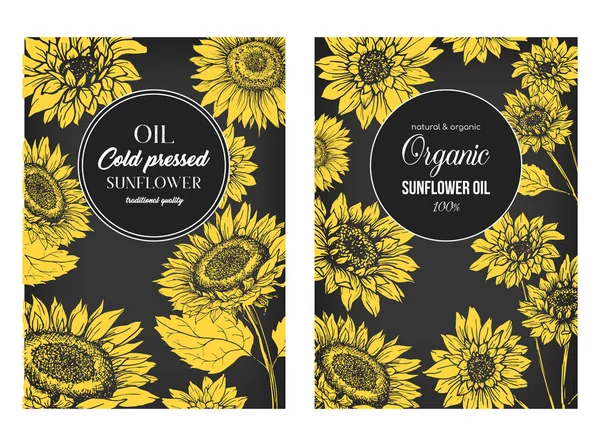 Sunflower Oil Print Template. Yellow and Orange Banners — Stock Vector