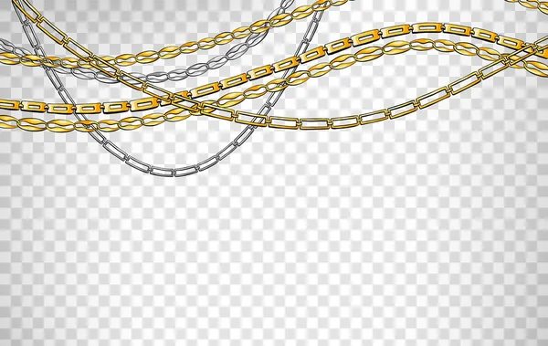 Accesorio Elegante Joyería Ilustración Vectorial Realista Cadenas Doradas Brillantes Sobre — Archivo Imágenes Vectoriales