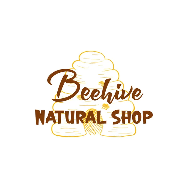 Honey Sketches Logo Bee Hive Honey Jar Barrel Pot Spoon — Stock vektor