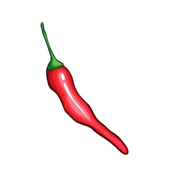Chili Single Pepper Hand Gezeichnete Vektorillustration Traditionelle Mexikanische Lebensmittelzutat Cartoon — Stockvektor