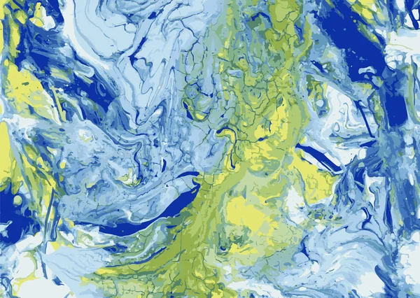 油絵具やガッシュで描いたアクリル系の質感 水彩画 水や氷の波の創造的な抽象的な青い紙の大理石 エメラルド 拡散と芸術の壁紙のテーマとアート — ストックベクタ