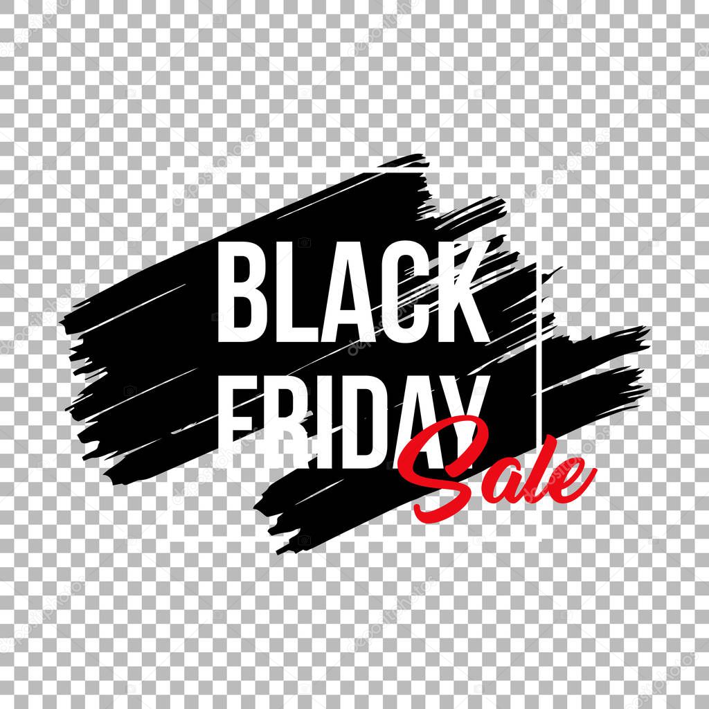 Black friday clearance sale banner template. Seasonal wholesale, shopping event advertising. Limited time offer promotion poster element. Ink brush stroke with typography on transparent background