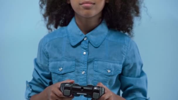 Kyiv Ukraine January 2020 Cropped View African American Kid Playing — Wideo stockowe