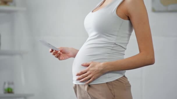 Cropped View Pregnant Woman Holding Ultrasound Scan Baby — Stock Video