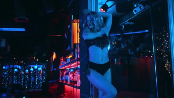 Stripper Caliente Ropa Interior Encaje Bailando Club Striptease — Vídeos de Stock