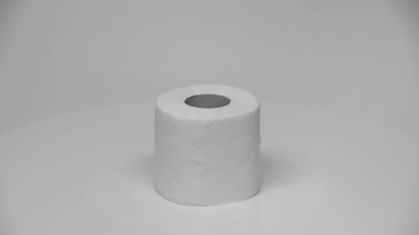 Soft Clean Toilet Paper Rolling White Copy Space — Stock Video