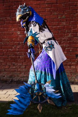 Kyiv, Ukrayna - 22 Eylül 2019. Comic Con Ukrayna Festivali. Süper kahraman kostümü giymiş oyuncular. Çizgi roman festivali