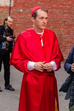 Kyiv, Ukrayna - 22 Eylül 2019. Comic Con Ukrayna Festivali. Süper kahraman kostümü giymiş oyuncular. Çizgi roman festivali. Cosplay Marvel, Avengers, Oyunlar, Dc, Anime