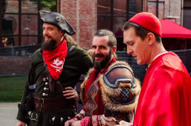 Kyiv, Ukrayna - 22 Eylül 2019. Comic Con Ukrayna Festivali. Süper kahraman kostümü giymiş oyuncular. Çizgi roman festivali. Cosplay Marvel, Avengers, Oyunlar, Dc, Anime