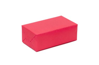 Beyaz arka planda pembe hediye kutusu. Modelleme. Hilidays ve hediye konsepti. Boşluğu kopyala