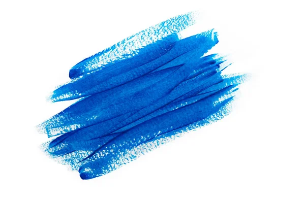 Blue brush strokes isolated on white background. Classic blue color. Trend of the year 2020. Closeup — ストック写真