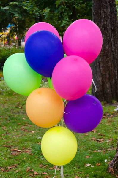 Haufen bunter Luftballons. Draußen. Nahaufnahme — Stockfoto