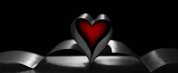 暗い中で心臓の印刷で作られた赤いハートの形 バナーだ 心血管疾患と心臓チェックの概念 医学的背景 — ストック写真