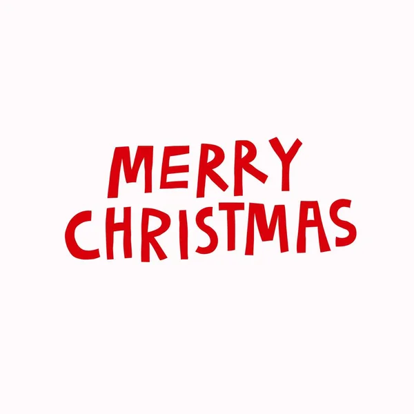 Beyaz arka planda izole edilmiş mutlu noel mektupları. Şenlikli el çizimi metin. Kırmızı harfler. Kart, poster, afiş, broşür, kartpostal için hoş bir tasarım. Stok vektör illüstrasyonu.