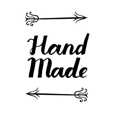 Siyah ve beyaz el yapımı harfler ve klasik kabile okları. Beyaz arka planda izole edilmiş. Dekoratif tabela güzelmiş. Poster, kart, pankart, baskı için tasarım. Stok vektör illüstrasyonu.