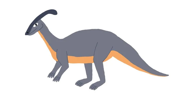 Netter Parasaurolophus Isoliert Auf Weißem Hintergrund Fun Dinosaurier Mit Schädelkamm — Stockvektor