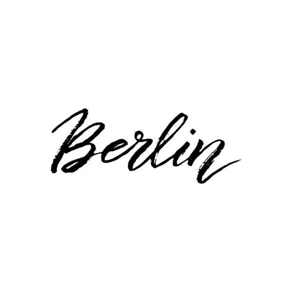 Berlim texto logotipo da cidade. Fonte de tipografia de letras na moda. Caligrafia escova — Vetor de Stock