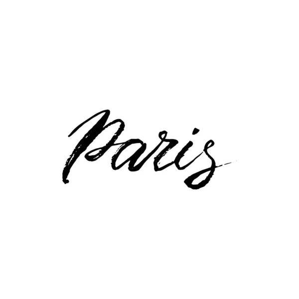 Texto do logotipo da cidade de Paris. Fonte de tipografia de letras na moda. Caligrafia escova — Vetor de Stock