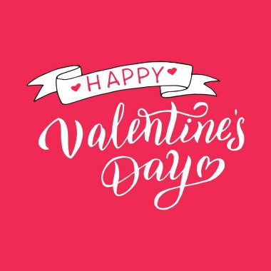 Kırmızı arka planda Sevgililer Günü tipografi kartın kutlu olsun. Selamlama