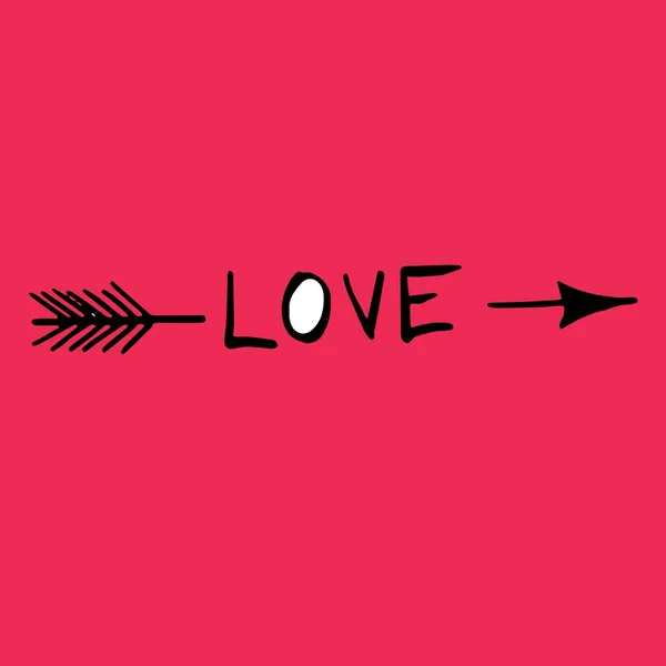 Kärlek ord text med pil. Hälsning Alla hjärtans dag typografi — Stock vektor