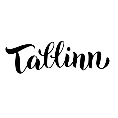 Tallinn harfleri yazı tipi. Seyahat acentası tipografi afişi. 