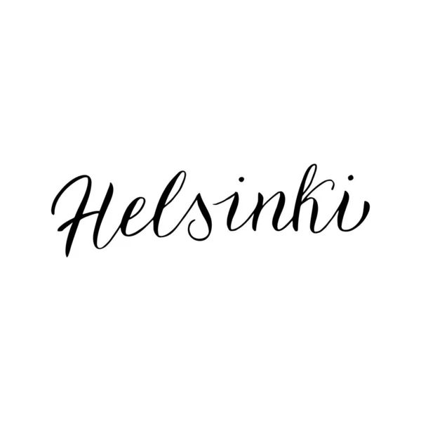 Helsínquia lettering ícone de texto. Banner de tipografia de agência de viagens . —  Vetores de Stock