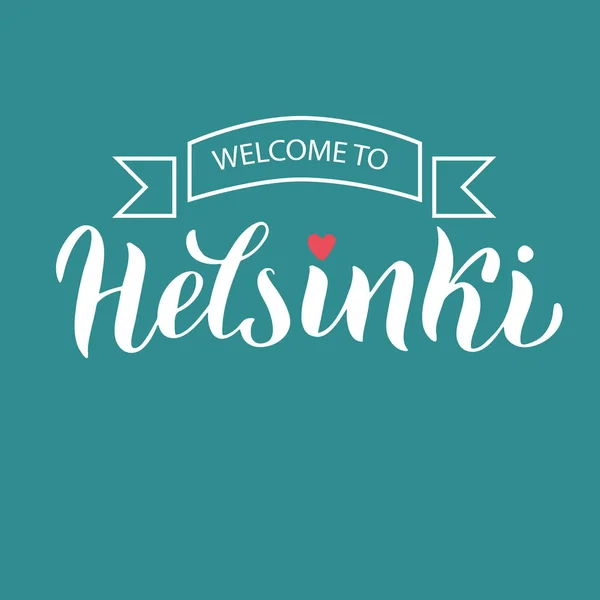Helsinki signe de bienvenue texte. Bannière de lettrage agence de voyage . — Image vectorielle