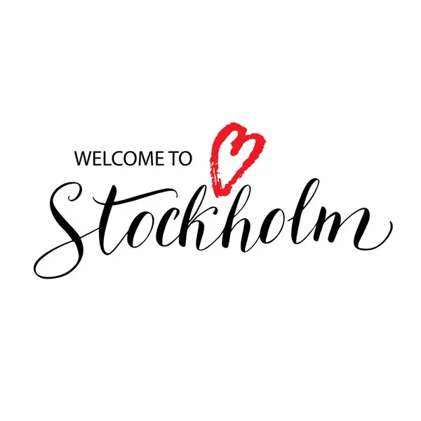 Stockholmská ikona textu vítána. Banner cestovní kanceláře. — Stockový vektor