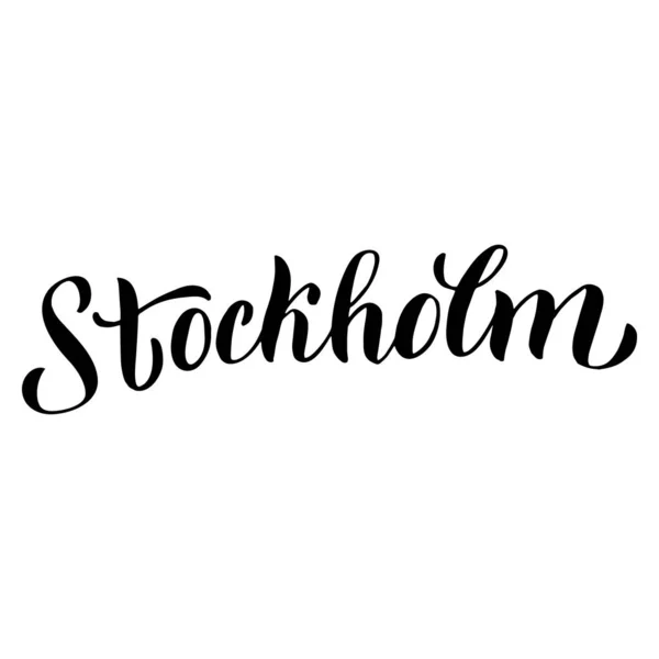 Stockholm lettrage texte signe. Bannière d'agence de voyage. Souvenir design — Image vectorielle