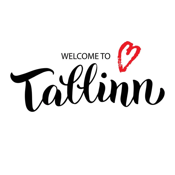 Tallinn bienvenida tarjeta de texto de letras. Agencia de viajes tipografía banner — Vector de stock