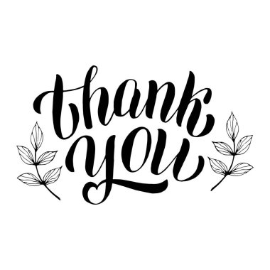 Kart cümlesi için teşekkür ederim. Kartpostal, davetiye, sosyal medya afişi için illüstrasyon metni. İzole vektör 10 birim.