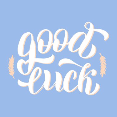 İyi şanslar illüstrasyon kartı. Selamlama el yazısı, güzel yazı. Resimli yazı tipi posteri, not, afiş. Vektör 10.