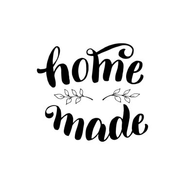Ev yapımı el yazısı. El yapımı yazı tipi tasarımı. Etiket, etiket, etiket, paket tipografi çizimi. Vektör 10. 