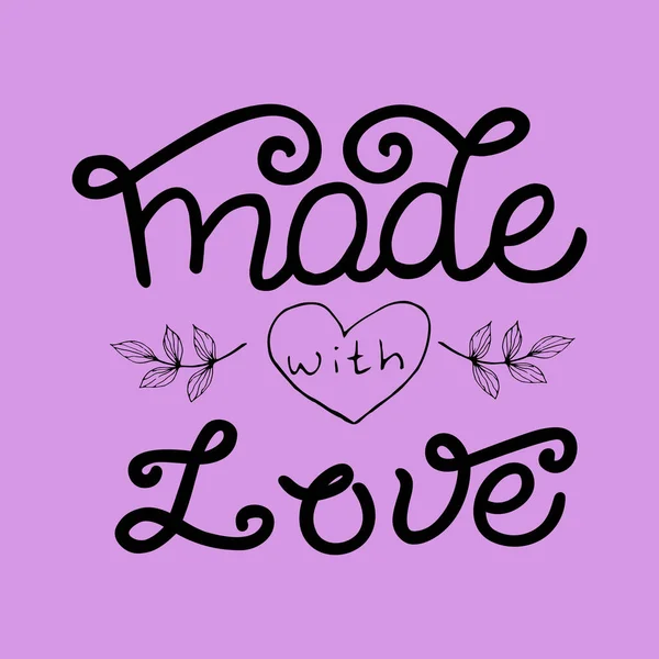 Made Love Typography Phrase Lettering Font Sign Hand Made Product — 스톡 벡터