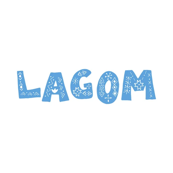 Lagom Typografie Schriftdesign Schriftzug Trendy Doodle Text Skandinavisches Lifestyle Konzept — Stockvektor
