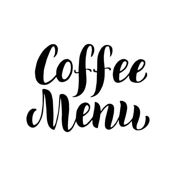 Menu Café Texto Lettering Fonte Menu Cafe Sinal Tipográfico Restaurante — Vetor de Stock