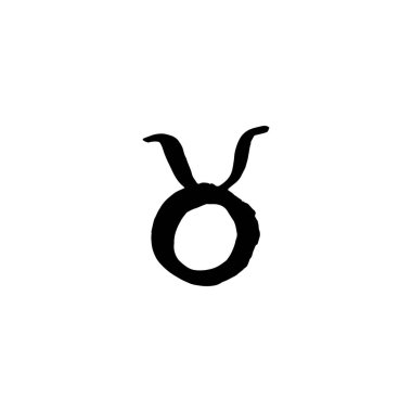 Boğa burcu simgesi. Fırça izole edilmiş sembol, yıldız falı çizimi. Astroloji çıkartması tasarımı. Vektör 10. 