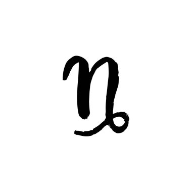 Oğlak burcu simgesi. Fırça izole edilmiş sembol, yıldız falı çizimi. Astroloji çıkartması tasarımı. Vektör 10. 