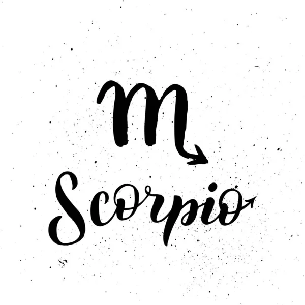 Scorpio Zodiac Lettering Sign Handwritten Astological Card Text Typography Font — Stock Vector