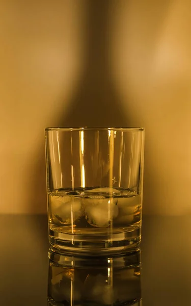 Glass Whisky Glass Ice Orange Light — ストック写真