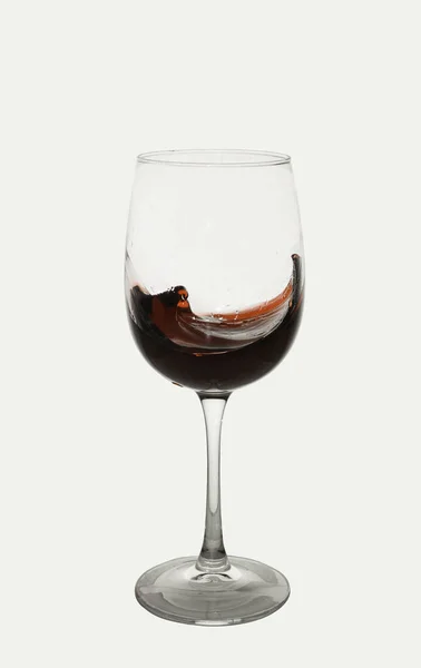 Glass Red Wine Small Splash Waves Wine Glass White Background — Stock Photo, Image